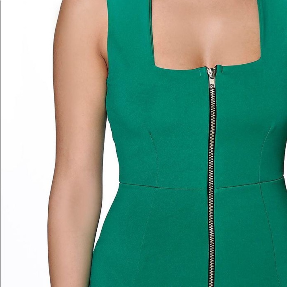 Front zip Midi Bodycon Dress Emerald